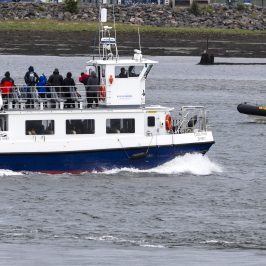a large ship in the water